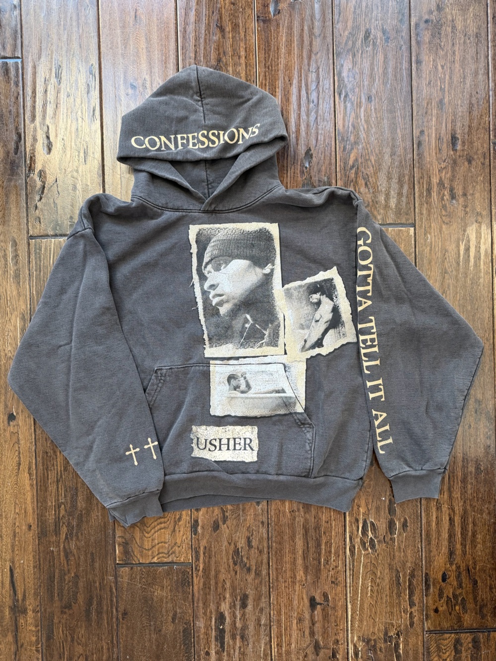 Official Usher Confessions Gotta Tell It All Hoodie Faded Grey Tour Merch
